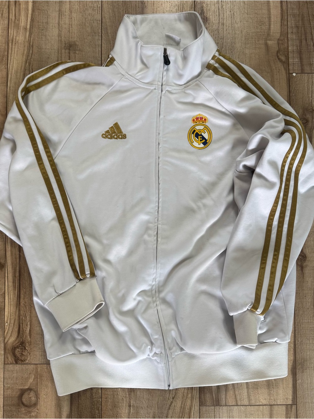 adidas White and Gold Real Madrid MensTrack Jacket